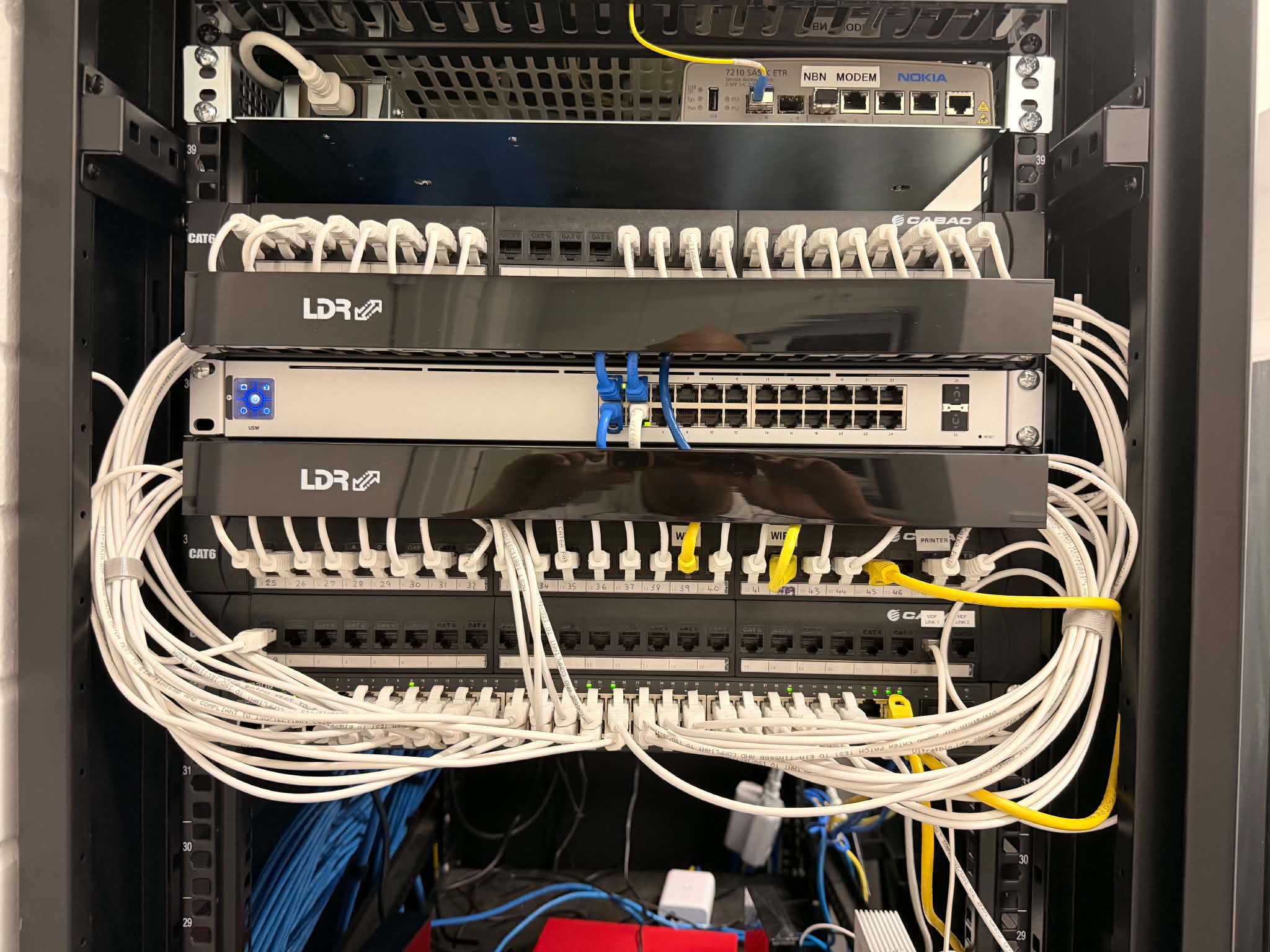 Business network cabinet after professional cable organisation by AY Technology